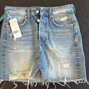 Distressed Denim Skirt